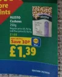 Alesto Cashews 250g Available at Lidl thumbnail 3