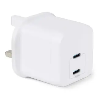 Amazon Basics 35W 2-Port GaN USB-C Nano Wall Charger in White