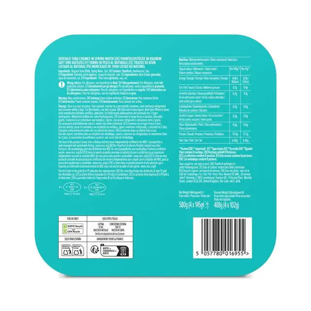 Amazon Skipjack Tuna Chunks in Spring Water 4x145g photo 2