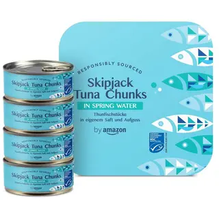 Amazon Skipjack Tuna Chunks in Spring Water 4x145g thumbnail 1