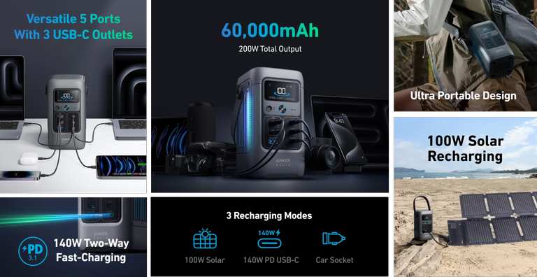 Anker SOLIX C200 DC Solar Generator with 60W Solar Panel photo 3