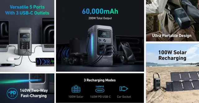 Anker SOLIX C200 DC Solar Generator with 60W Solar Panel photo 3