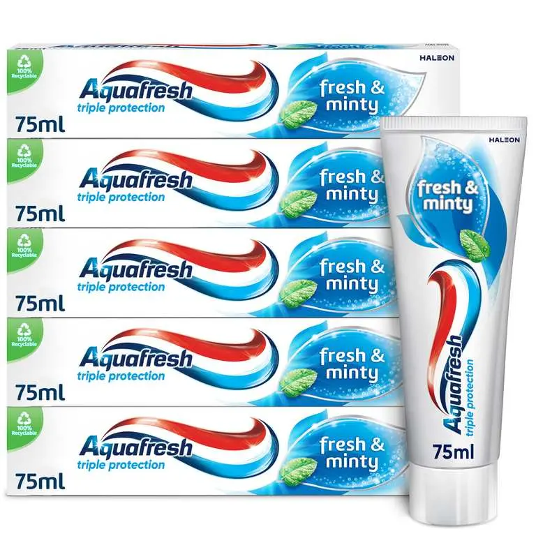 Aquafresh Triple Protection Fresh & Minty Toothpaste Pack of 5 x 75ml