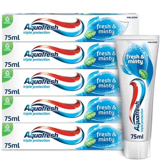 Aquafresh Triple Protection Fresh & Minty Toothpaste Pack of 5 x 75ml thumbnail 1