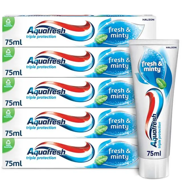 Aquafresh Triple Protection Fresh & Minty Toothpaste Pack of 5 x 75ml