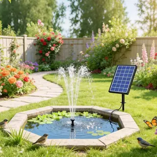 Biling Solar Water Fountain for Small Gardens with 6 Nozzles, 3.5W Pump thumbnail 2