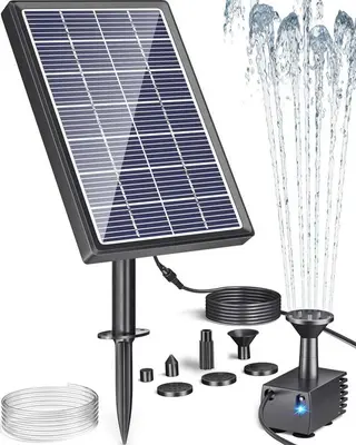 Biling Solar Water Fountain for Small Gardens with 6 Nozzles, 3.5W Pump thumbnail 1