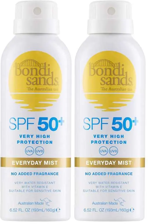 Bondi Sands Fragrance Free SPF 50 Sunscreen Aerosol Mist Twin Pack