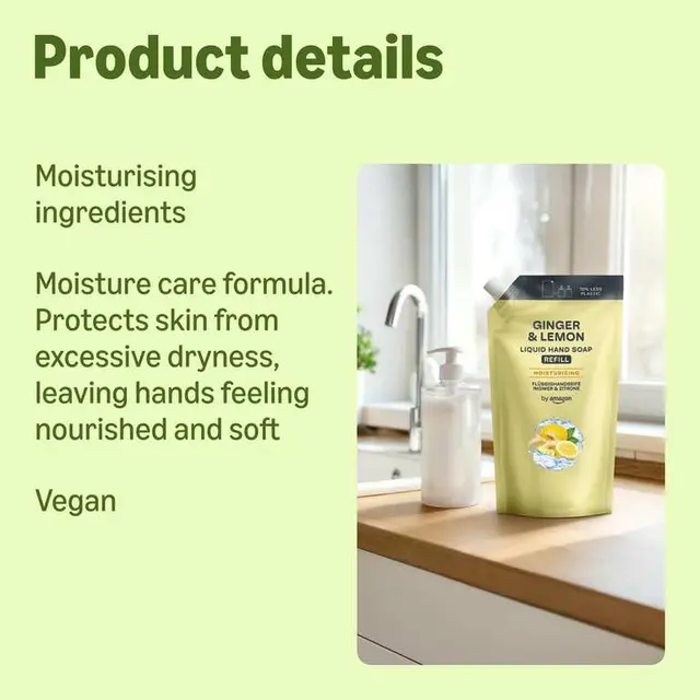 by Amazon Ginger & Lemon Hand Soap Refill 2 x 1L photo 2