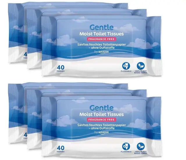 by Amazon Moist Toilet Tissues Unscented 240 Count (6x40)