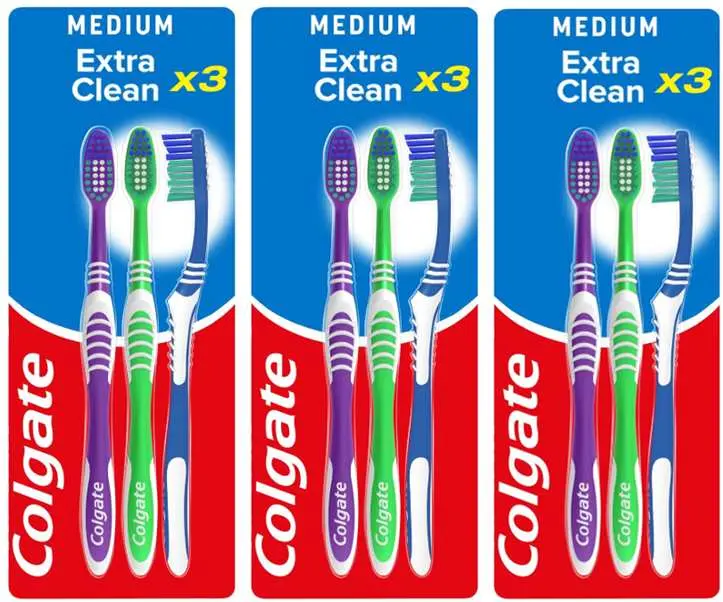Colgate Extra Clean Medium Manual Toothbrush Multipack 9 Pack