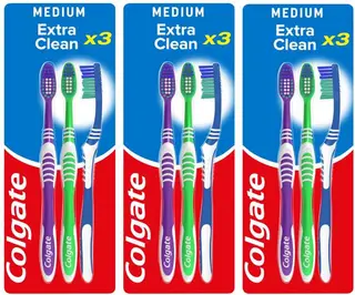 Colgate Extra Clean Medium Manual Toothbrush Multipack 9 Pack thumbnail 1