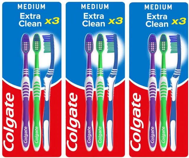 Colgate Extra Clean Medium Manual Toothbrush Multipack 9 Pack