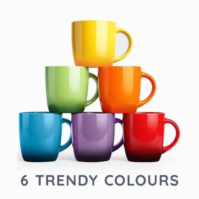 CUQOO Stoneware Mugs Set of 6 Ceramic Coffee Cups 350ml Each photo 2