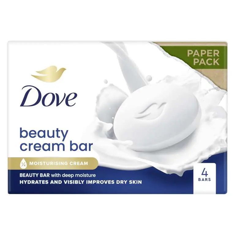 Dove Original Beauty Bar Soap with Moisturising Cream, 4 x 90g