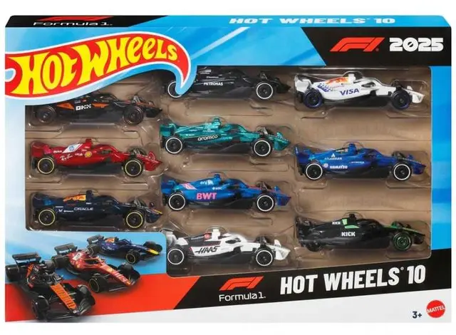 Hot Wheels Formula 1 1:64 Die-Cast Cars 10 Pack and Hot Wheels 1:64 Ferrari Die-Cast Cars 5 Pack
