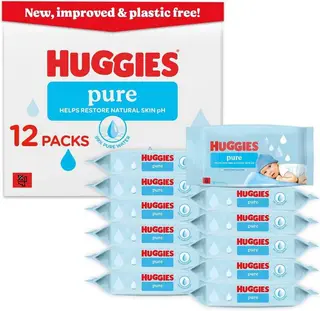 Huggies Pure Plastic Free Baby Wipes 576 Wipes Pack