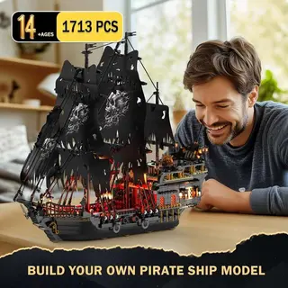 JMBricklayer Black Pearl Pirate Ship Building Set 1713 Pieces Age 14+ thumbnail 2
