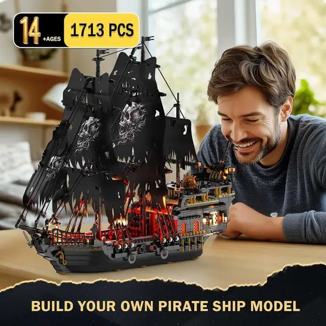 JMBricklayer Black Pearl Pirate Ship Building Set 1713 Pieces Age 14+ photo 2
