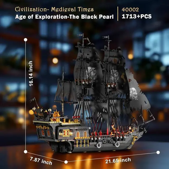 JMBricklayer Black Pearl Pirate Ship Building Set 1713 Pieces Age 14+ photo 3
