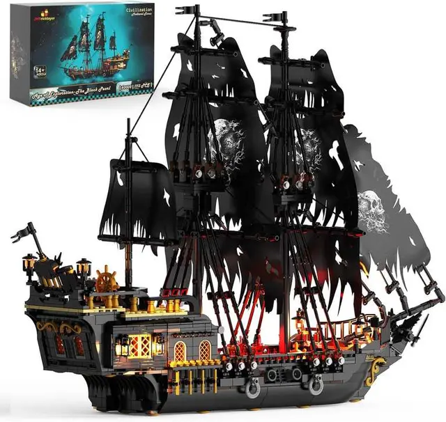 JMBricklayer Black Pearl Pirate Ship Building Set 1713 Pieces Age 14+