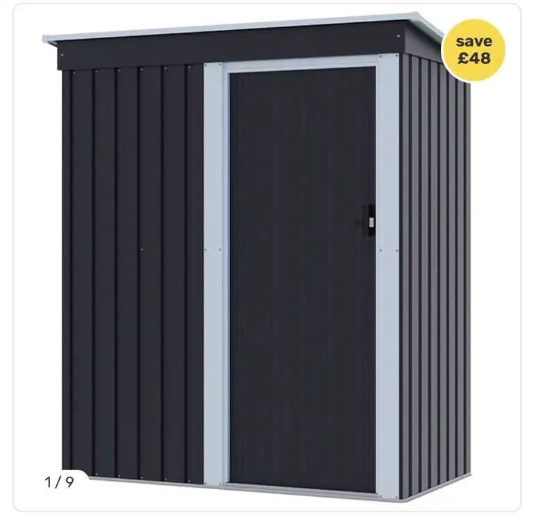 Living and Home Black Sloped Outdoor Storage Shed 5x3ft Galvanised Steel