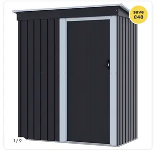 Living and Home Black Sloped Outdoor Storage Shed 5x3ft Galvanised Steel
