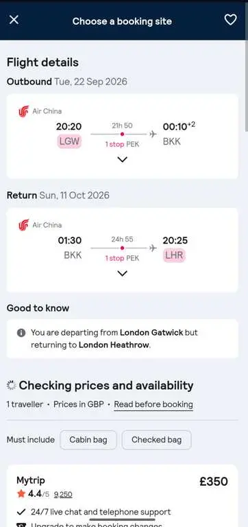 London to Bangkok Flights via Beijing with Air China photo 2