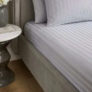 Micro Stripe Fitted Sheet in Grey or White for Single to Super King thumbnail 2