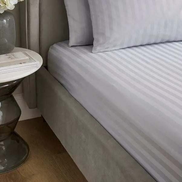 Micro Stripe Fitted Sheet in Grey or White for Single to Super King photo 2