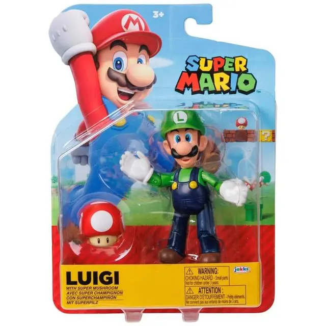 Nintendo Super Mario 6cm Raccoon Mario and Fire Running Mario Figures, 6cm Luigi with Super Mushroom photo 3