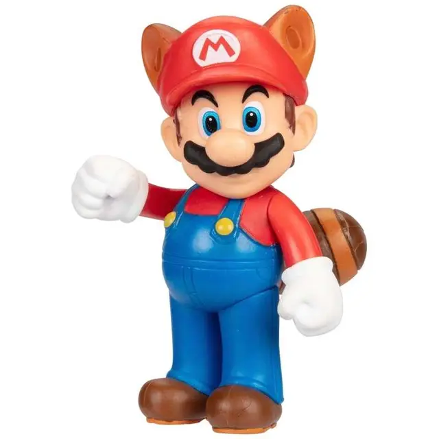 Nintendo Super Mario 6cm Raccoon Mario and Fire Running Mario Figures, 6cm Luigi with Super Mushroom