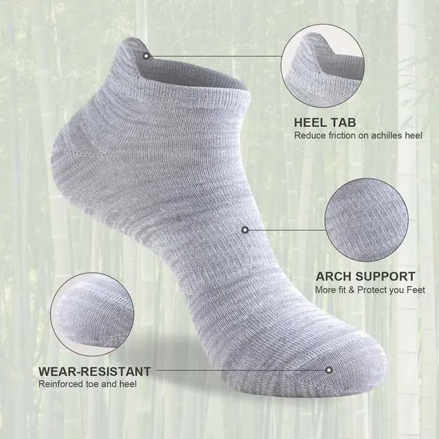 Niorasen 6-Pack Bamboo Trainer Socks for Men and Women UK 5-8, 9-11 or 12-15 photo 3
