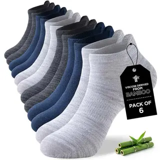 Niorasen 6-Pack Bamboo Trainer Socks for Men and Women UK 5-8, 9-11 or 12-15 thumbnail 1