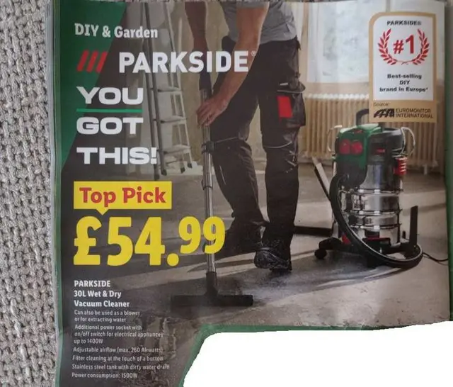 Parkside 30L Wet & Dry Vacuum Cleaner 1500W photo 2