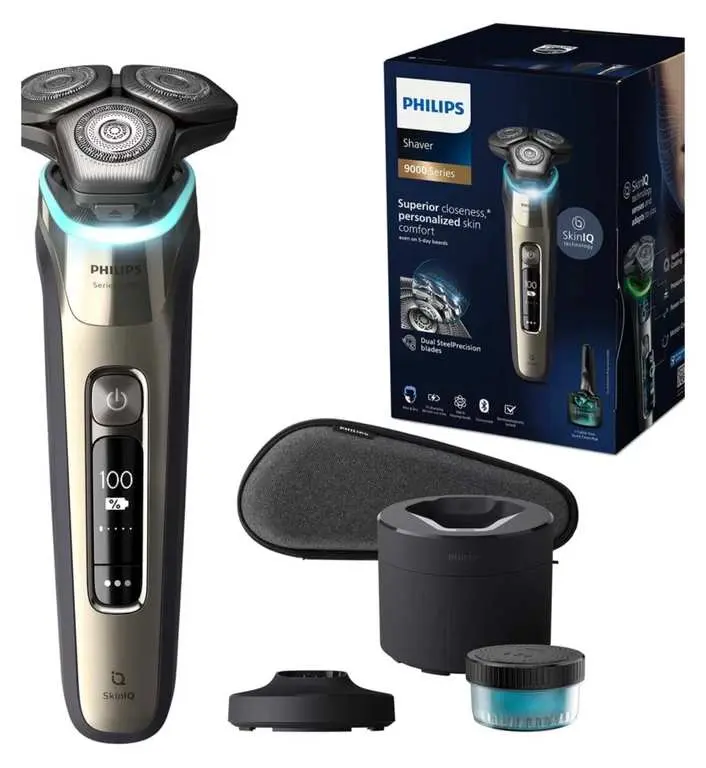 Philips Shaver 9000 Series Wet & Dry Electric Shaver with SkinIQ, Quick Clean Pod and Travel Case