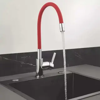 Piasa Pull-Out Spray Kitchen Tap in Chrome and Red (587YT) thumbnail 3