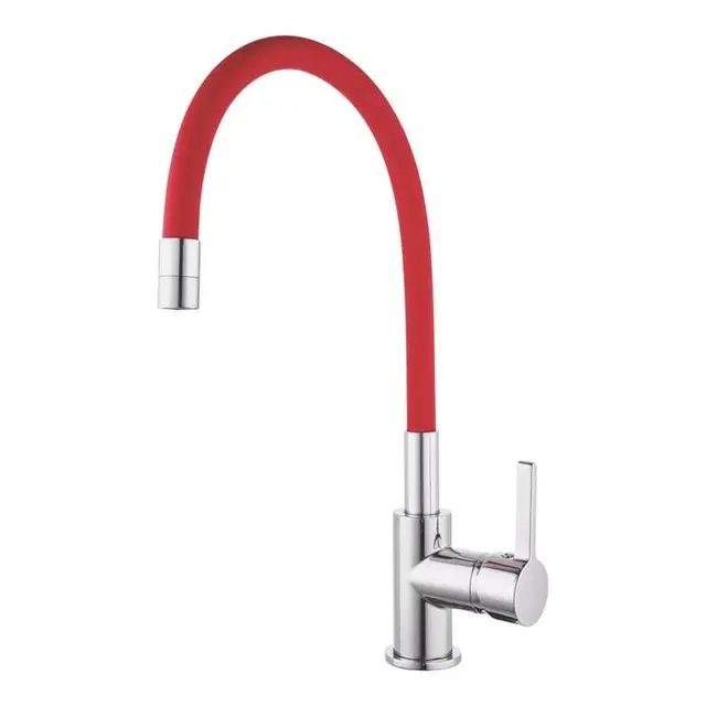 Piasa Pull-Out Spray Kitchen Tap in Chrome and Red (587YT)