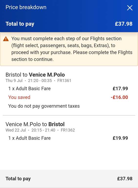 Return flights from Bristol to Venice with Ryanair from 9-22 July, hand luggage only photo 2