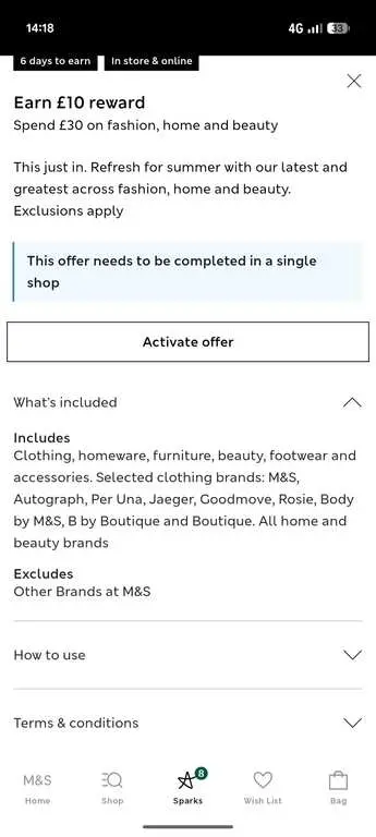 Sparks Card Offer: Get a £10 Reward on a £30 Spend Across Fashion, Home and Beauty photo 2