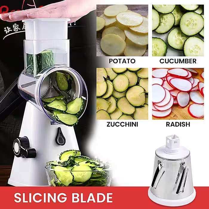 Spin Slice Master 3-in-1 Rotary Cheese Grater and Vegetable Fruit Slicer in White, Navy or Green photo 3