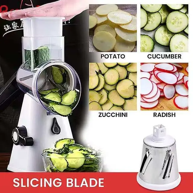 Spin Slice Master 3-in-1 Rotary Cheese Grater and Vegetable Fruit Slicer in White, Navy or Green photo 3