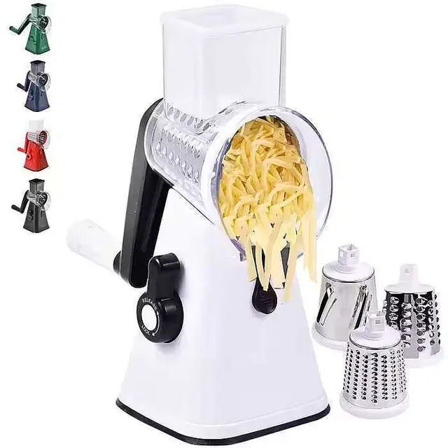 Spin Slice Master 3-in-1 Rotary Cheese Grater and Vegetable Fruit Slicer in White, Navy or Green