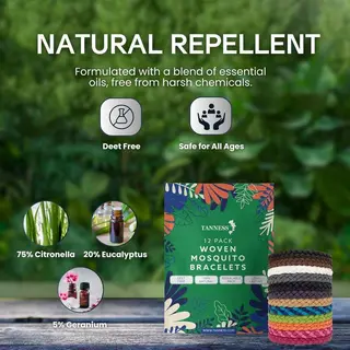 Tanness Mosquito Repellent Bracelets 12 Pack, DEET-Free Insect Bands for Kids and Adults thumbnail 2