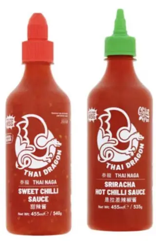 Thai Dragon Sweet Chilli or Sriracha Hot Chilli Sauce 455ml