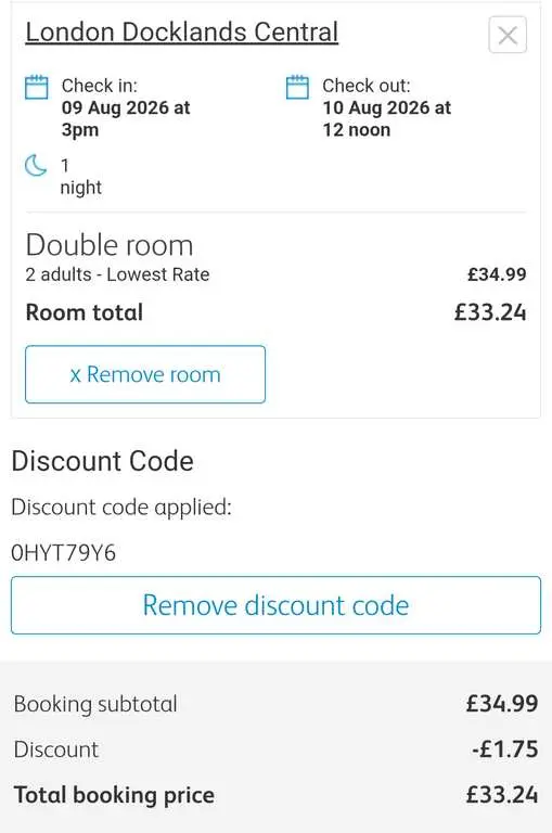 Travelodge London Docklands Central for 2 Adults Select Sundays Aug-Dec with Code photo 2