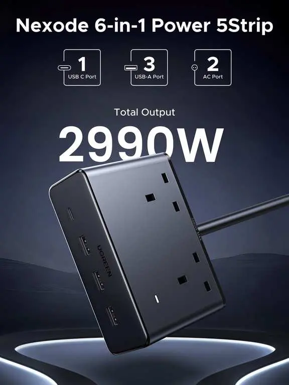 UGREEN 2-Way Cube Extension Lead with 4 USB Slots photo 2