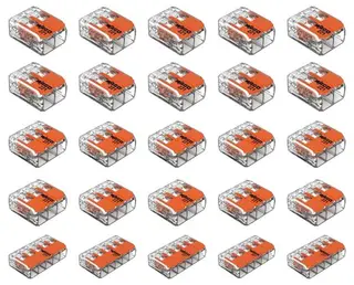 Wago 221 Splicing Connector Pack of 25 - 2 Port (10), 3 Port (10), 5 Port (5) Lever Connectors, 12-24 AWG, Sold by The Light Bulb Shop (FBA)