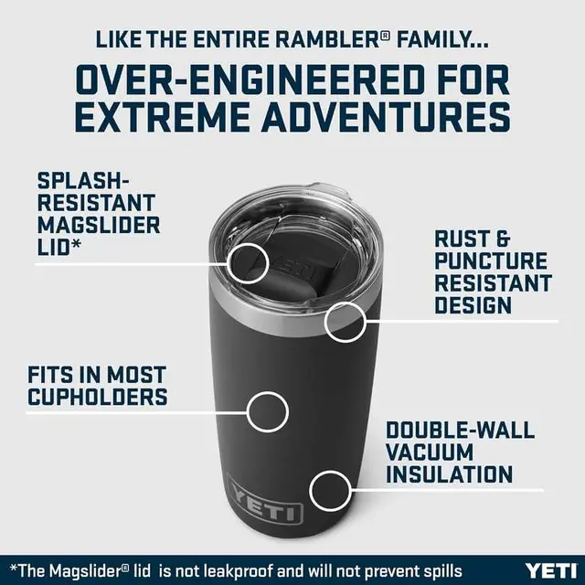 Yeti Rambler 10oz Tumbler with MagSlider Lid in Black, Multiple Colours Available photo 2